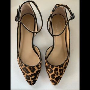Leopard Print Ankle Strap Flats